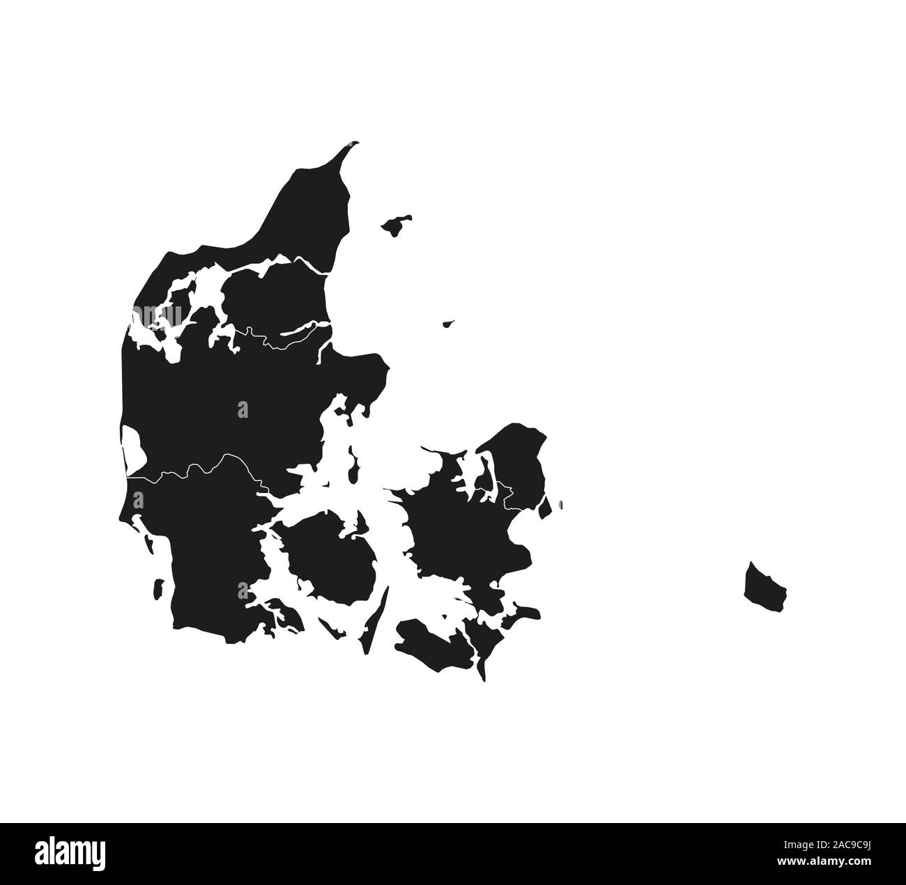 Danimarca mappa su sfondo bianco. Illustrazione Vettoriale. Illustrazione Vettoriale