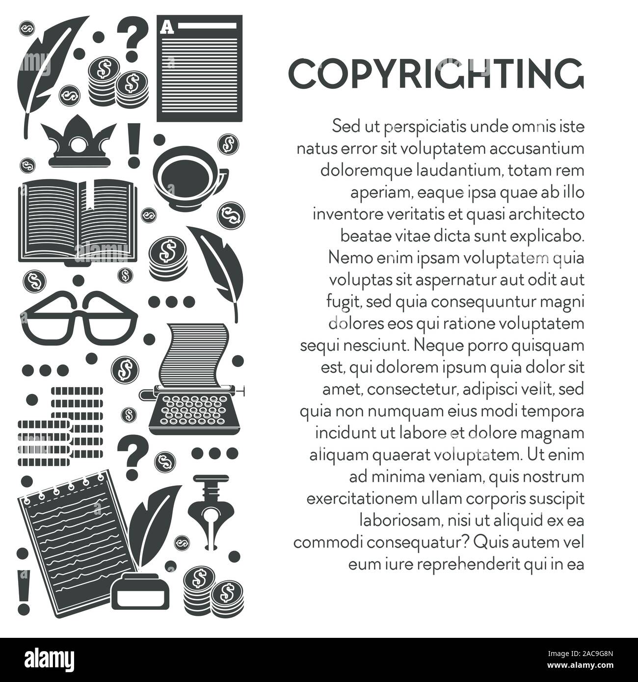 Copyrighting accordo poster, la protezione dei diritti di proprietà intellettuale Illustrazione Vettoriale