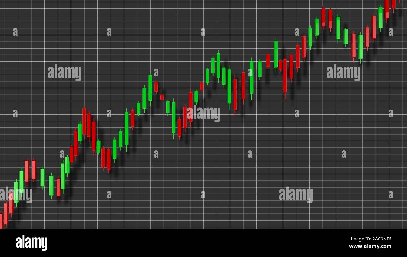 Tendenza rialzista Grafico azionario 3D illustrazione Foto Stock