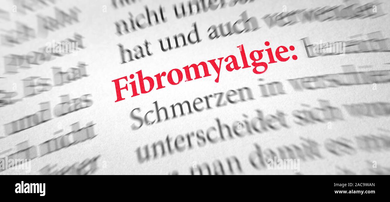 Definizione della parola fibromialgia in un dizionario - Fibromyalgie (tedesco) Foto Stock