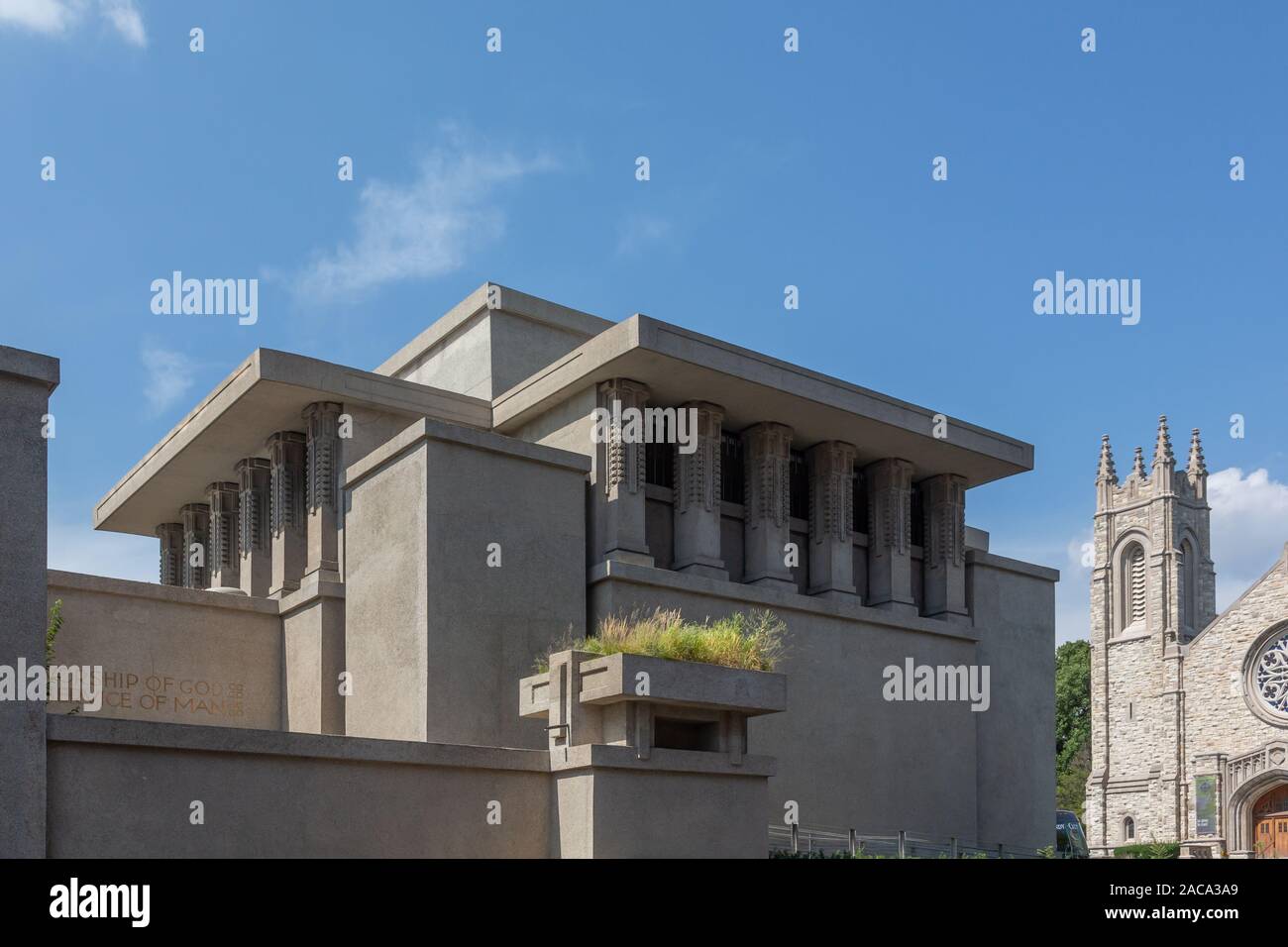 Unity Temple, Oak Park, Chicago, Illinois, Stati Uniti d'America Foto Stock
