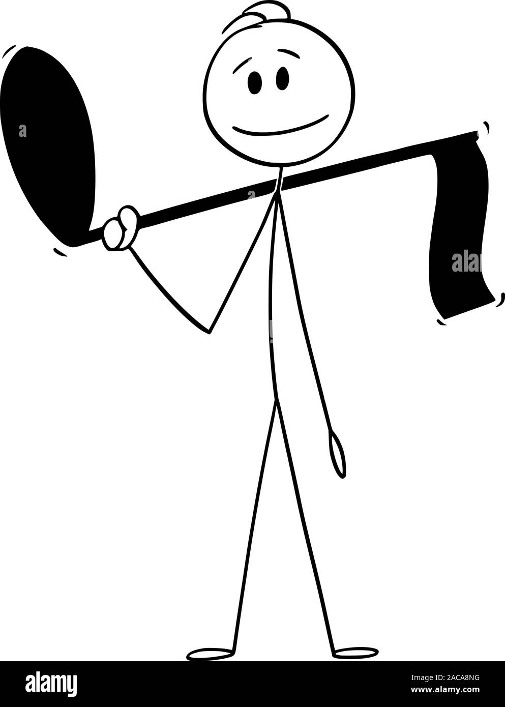 Vector cartoon stick figura disegno illustrazione concettuale dell'uomo grande azienda nota musicale. Illustrazione Vettoriale