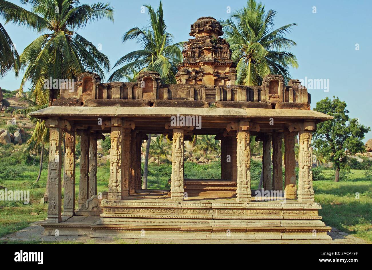 Wedding hall di Hampi, Viyajanaghar, India del Sud Foto Stock