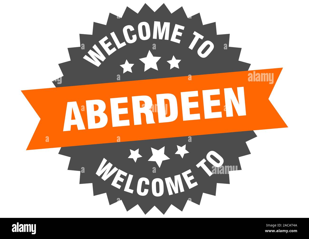 Segno di Aberdeen. Benvenuti a Aberdeen adesivo arancione Illustrazione Vettoriale