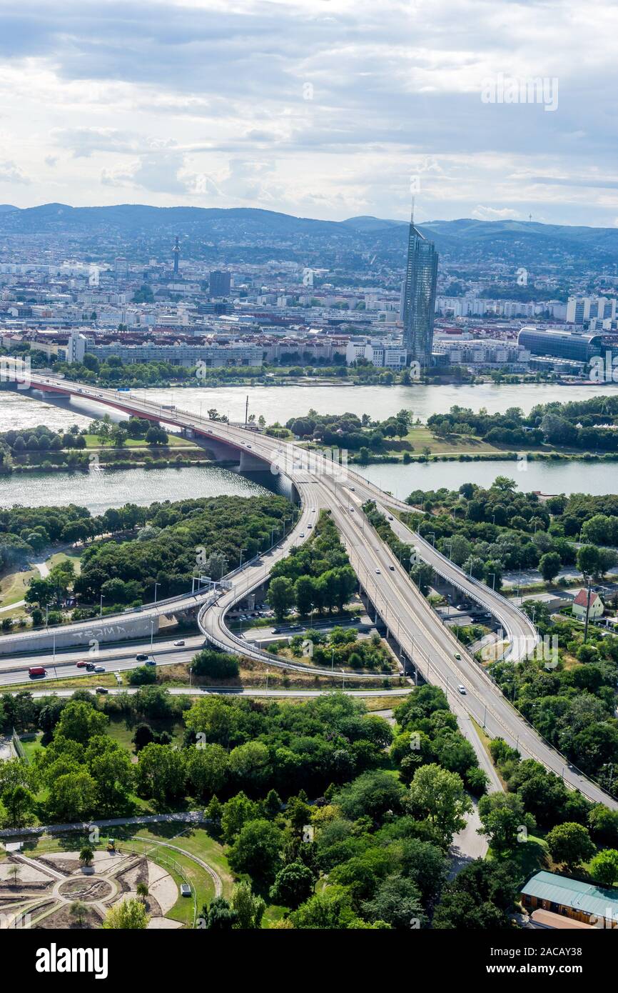 Vista dalla Torre del Danubio, Vienna, Austria, Europa Foto Stock