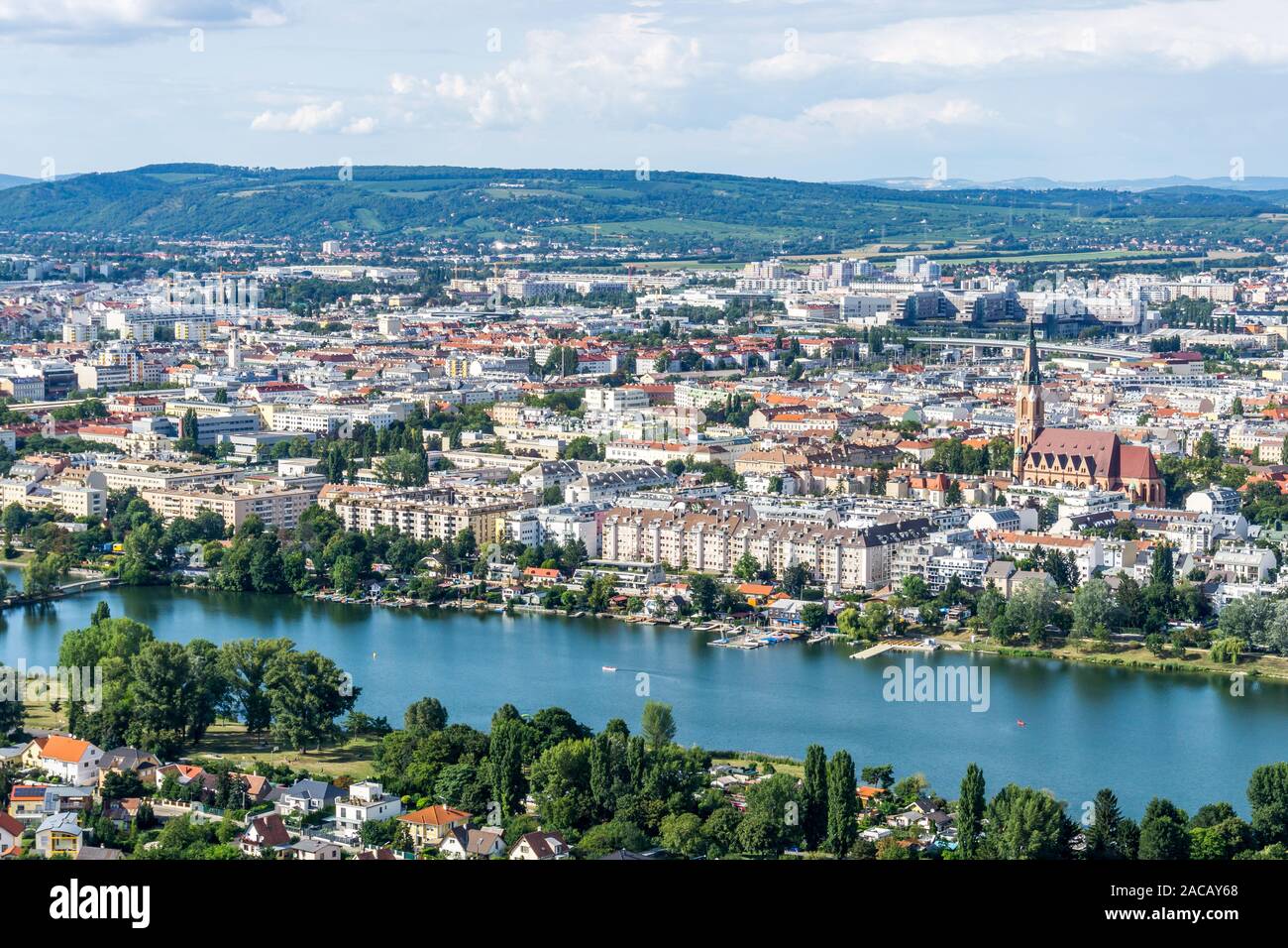 Vista dalla Torre del Danubio, Vienna, Austria, Europa Foto Stock