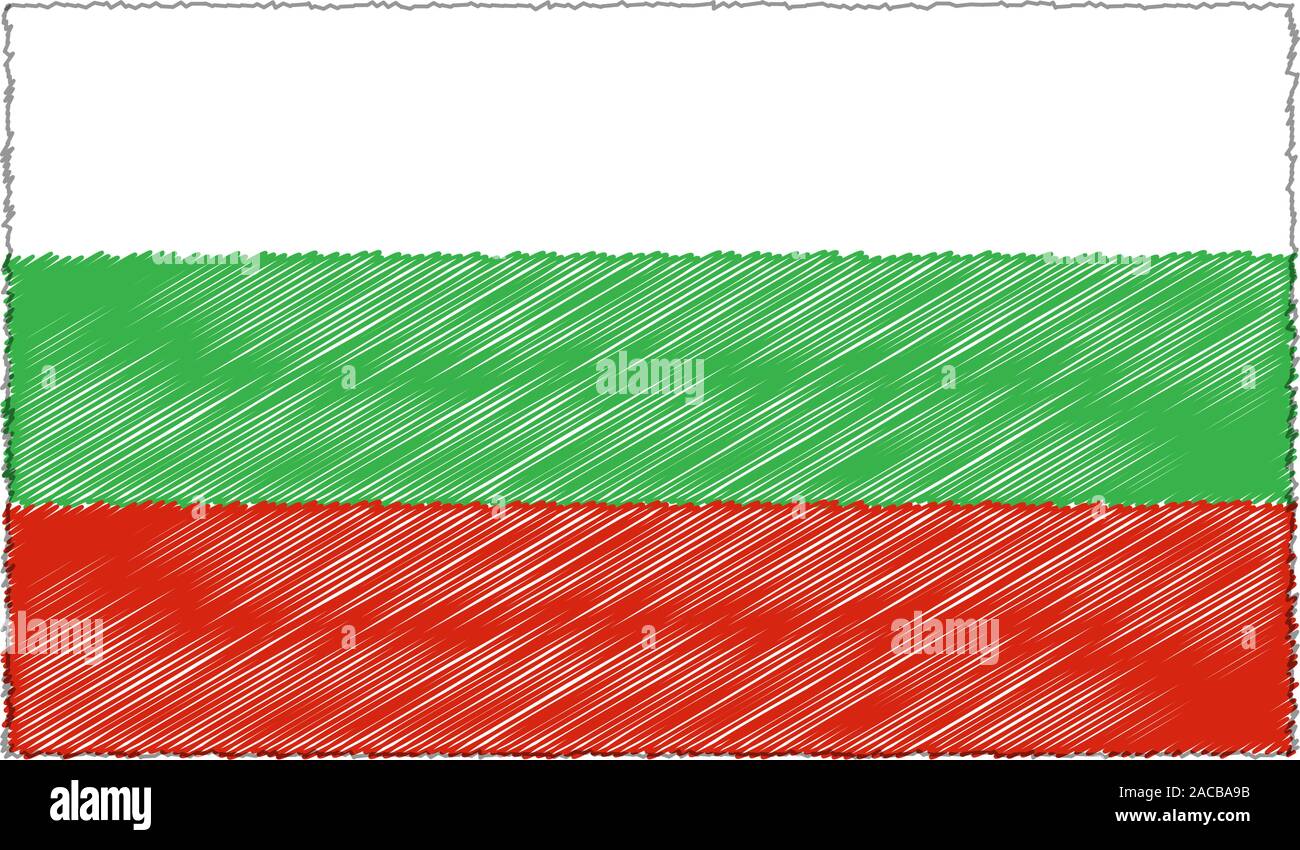 Vettore di disegno di disegno stile bandiera Bulgaria Illustrazione Vettoriale