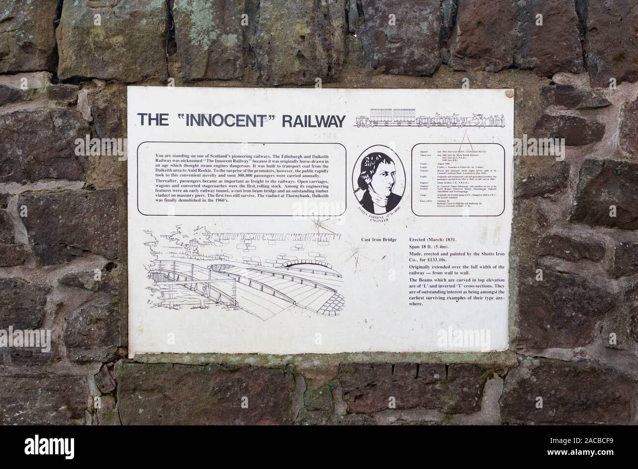 L'Innocente informazioni ferroviarie segno, Edimburgo, Scozia, Regno Unito Foto Stock