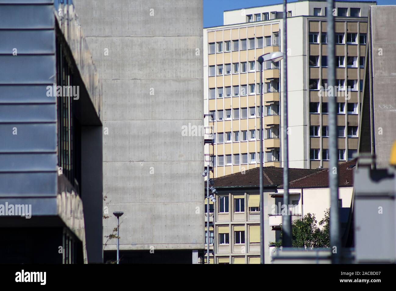 Paesaggio urbano con incapsulato facciate di edifici Foto Stock