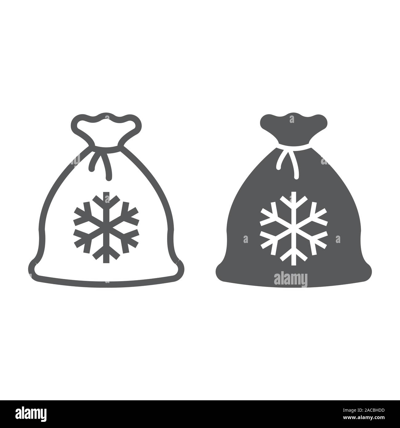 Babbo Natale borsa linea e icona di glifo, Natale e regali di Natale, segno del sacco, grafica vettoriale un modello lineare su uno sfondo bianco. Illustrazione Vettoriale