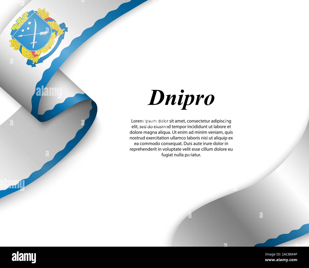 Sventolando nastri con la bandiera del Dnipro città. Modello per la progettazione di poster Illustrazione Vettoriale