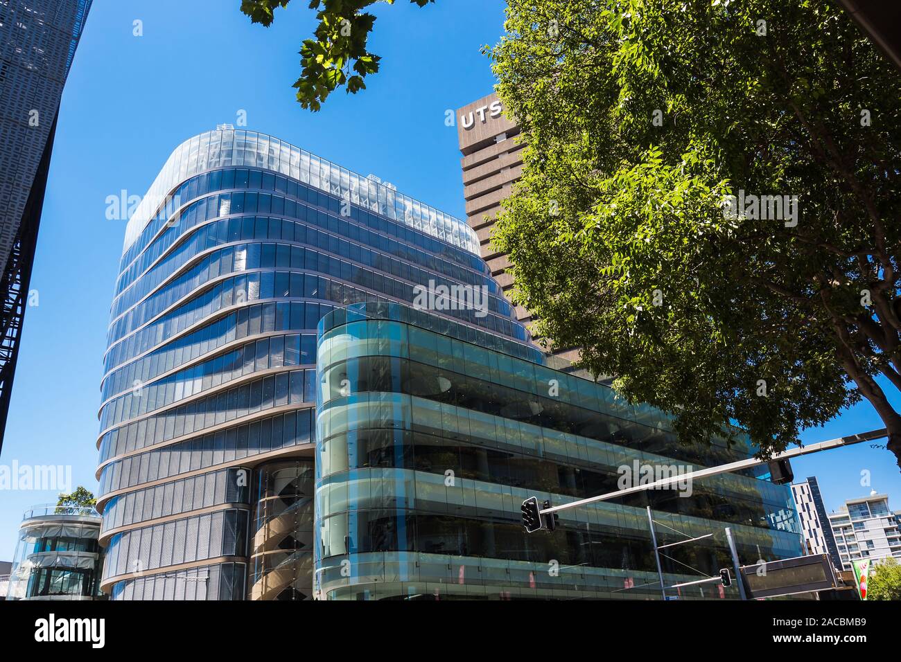 Il vetro encassed UTS edificio centrale ha molte caratteristiche di design esclusive. Progettato da Australian architectural firm FJMT, esso offre un 10-twiste livello Foto Stock