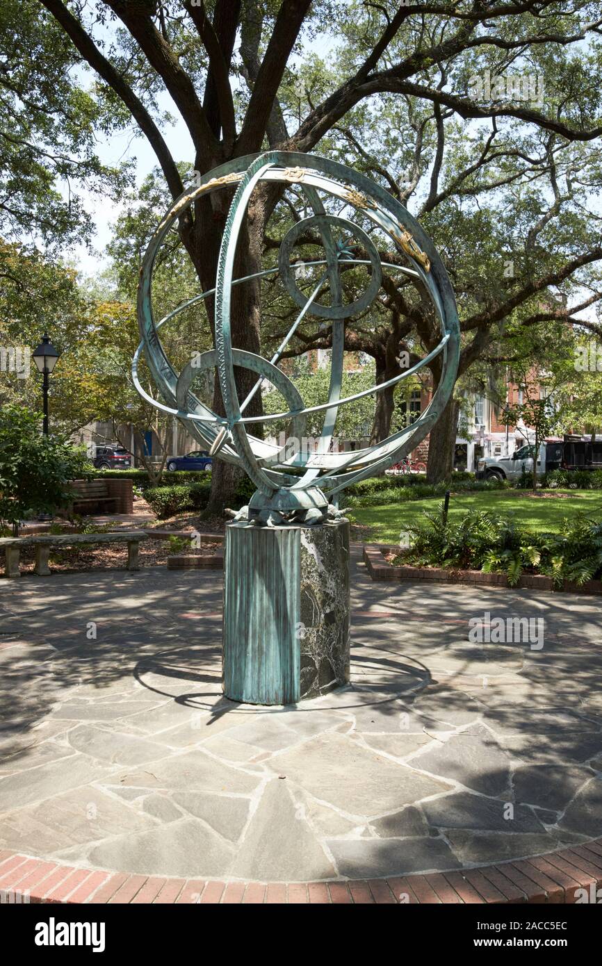 Ferro da stiro sfera armillare in troup square Savannah in Georgia negli Stati Uniti Foto Stock