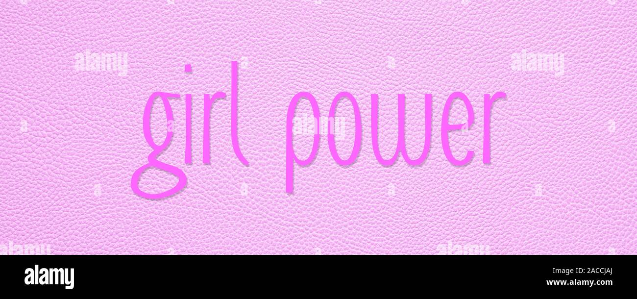 Pink girl power banner o immagine di intestazione con texture in pelle Foto Stock