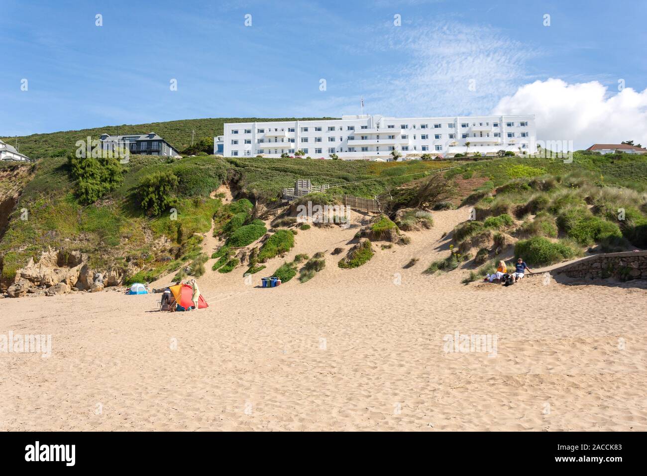 Saunton Sands Beach e Hotel, Saunton, Devon, Inghilterra, Regno Unito Foto Stock