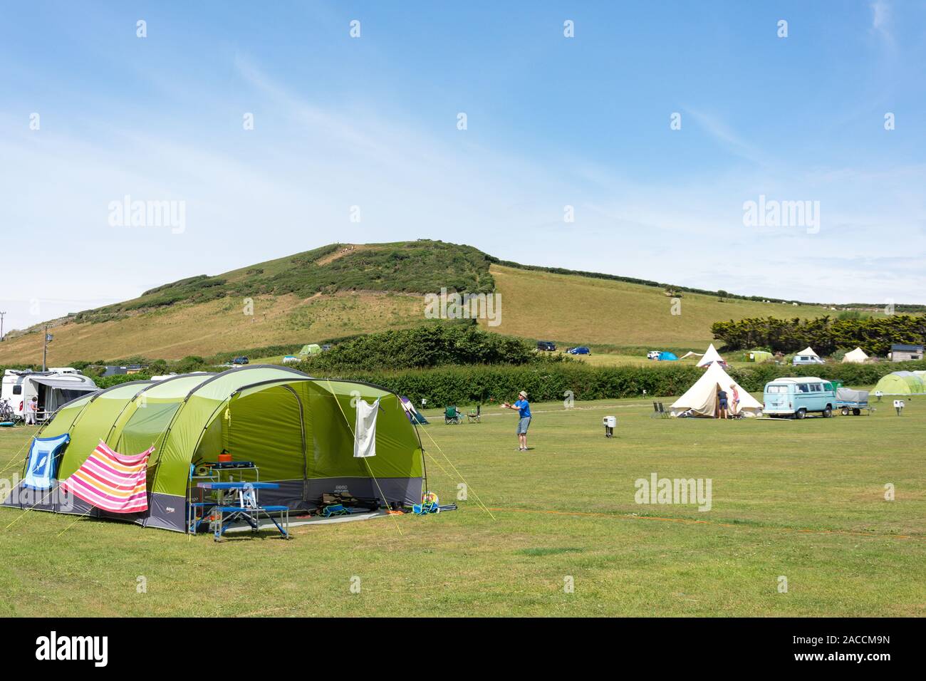 Ruda Holiday Park Camping a Croyde Beach, Croyde, Devon, Inghilterra, Regno Unito Foto Stock