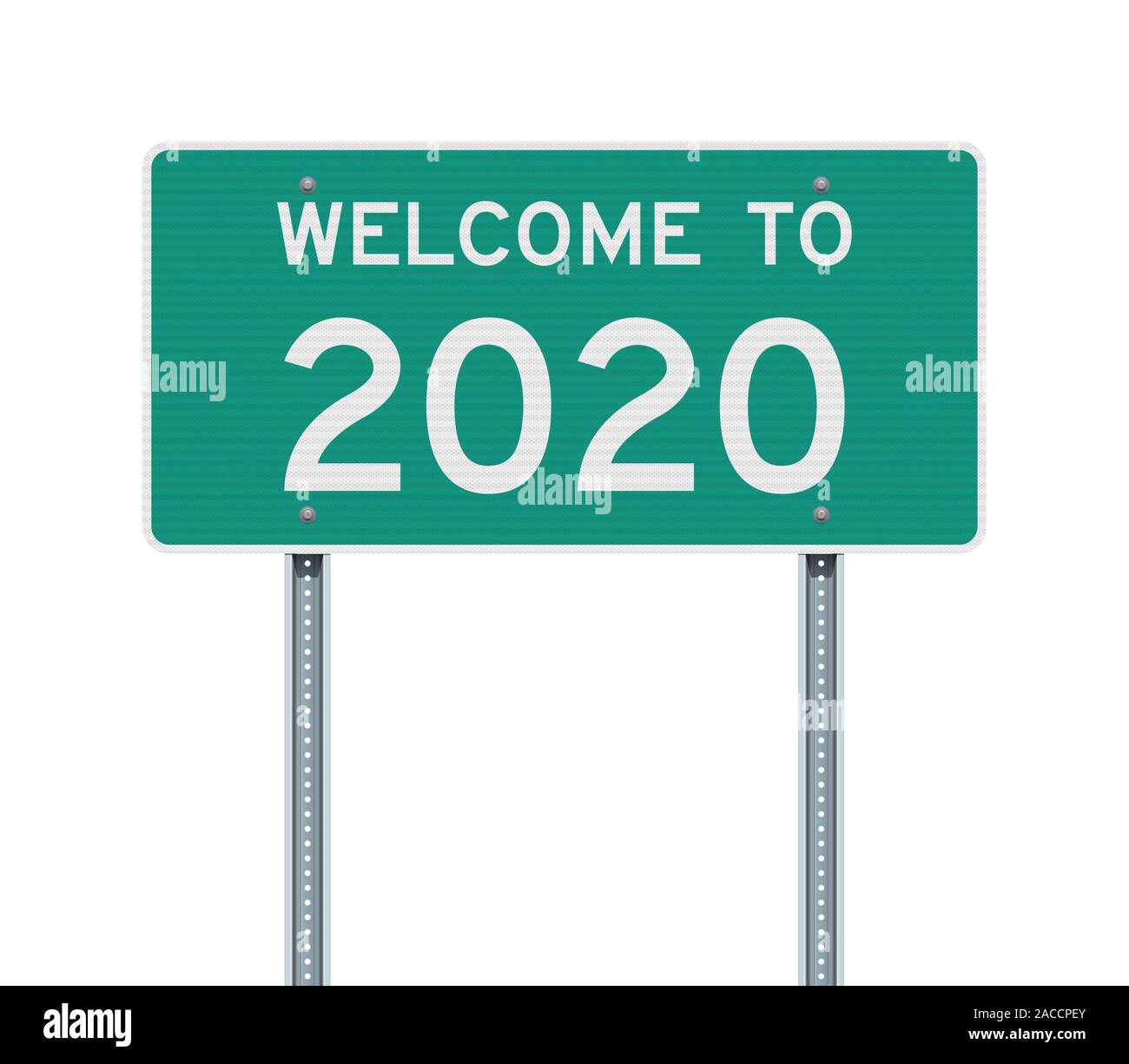 Illustrazione Vettoriale Benvenuti al verde 2020 American road sign Illustrazione Vettoriale