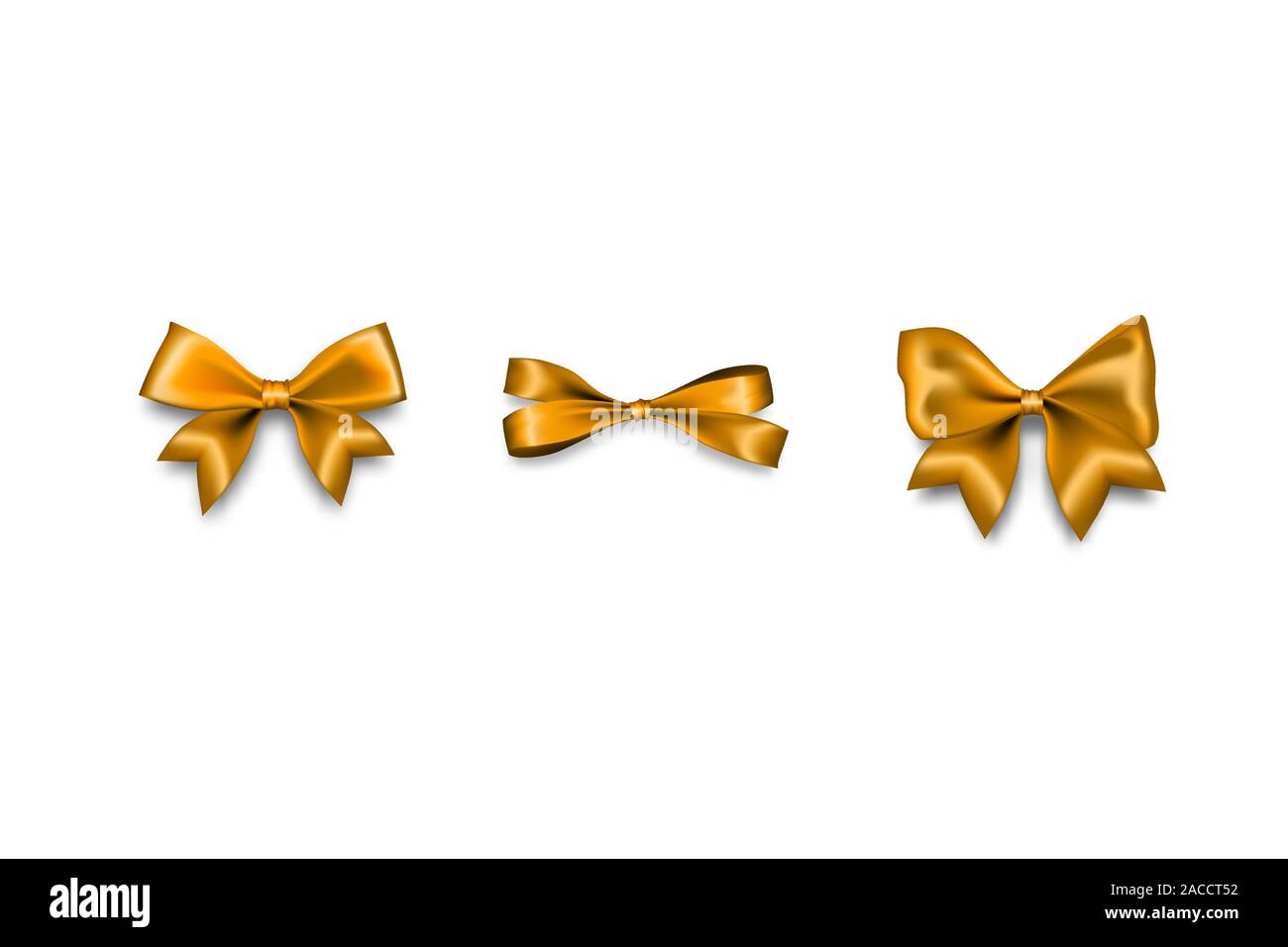 Vacanze regalo satin bow knot ribbon golden Illustrazione Vettoriale
