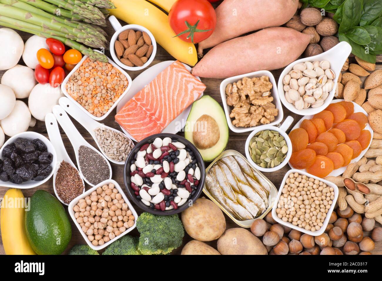 Fonti di cibo di potassio Foto Stock