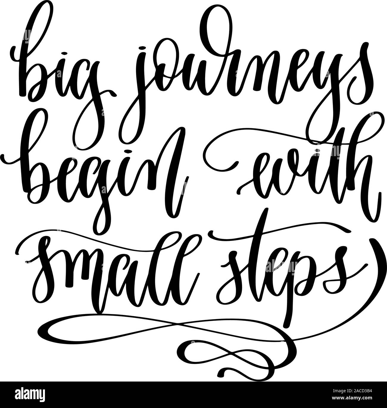 Grandi viaggi iniziano con piccoli passi - scritte a mano il testo di iscrizione Illustrazione Vettoriale