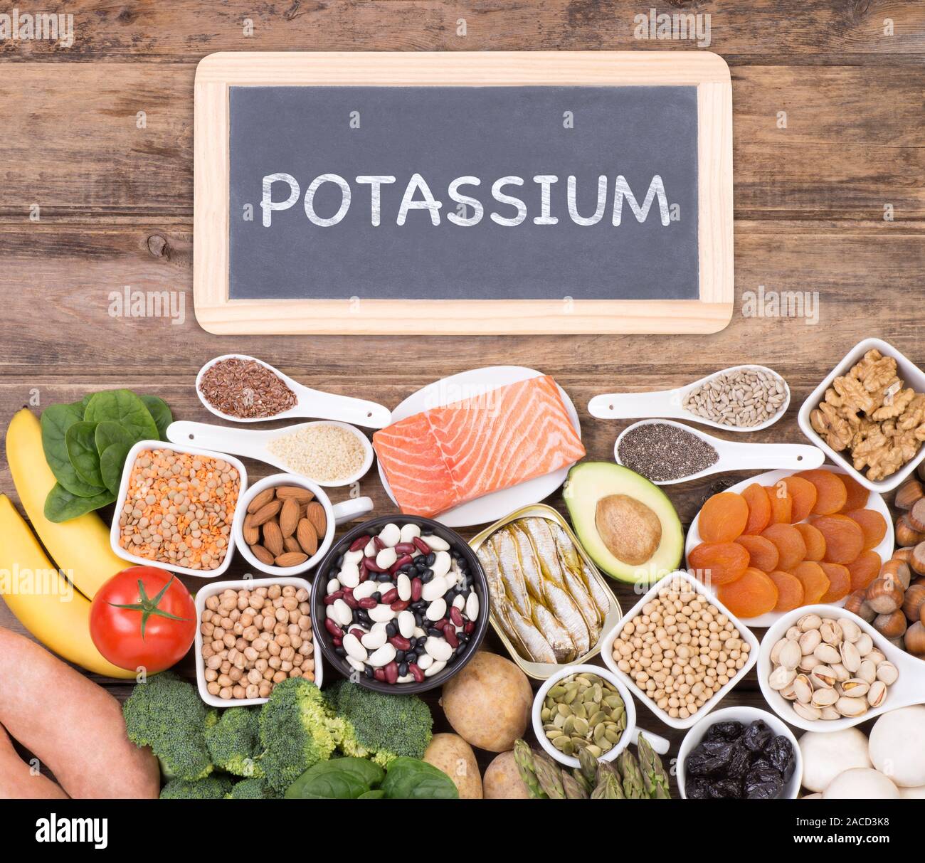 Fonti di cibo di potassio Foto Stock