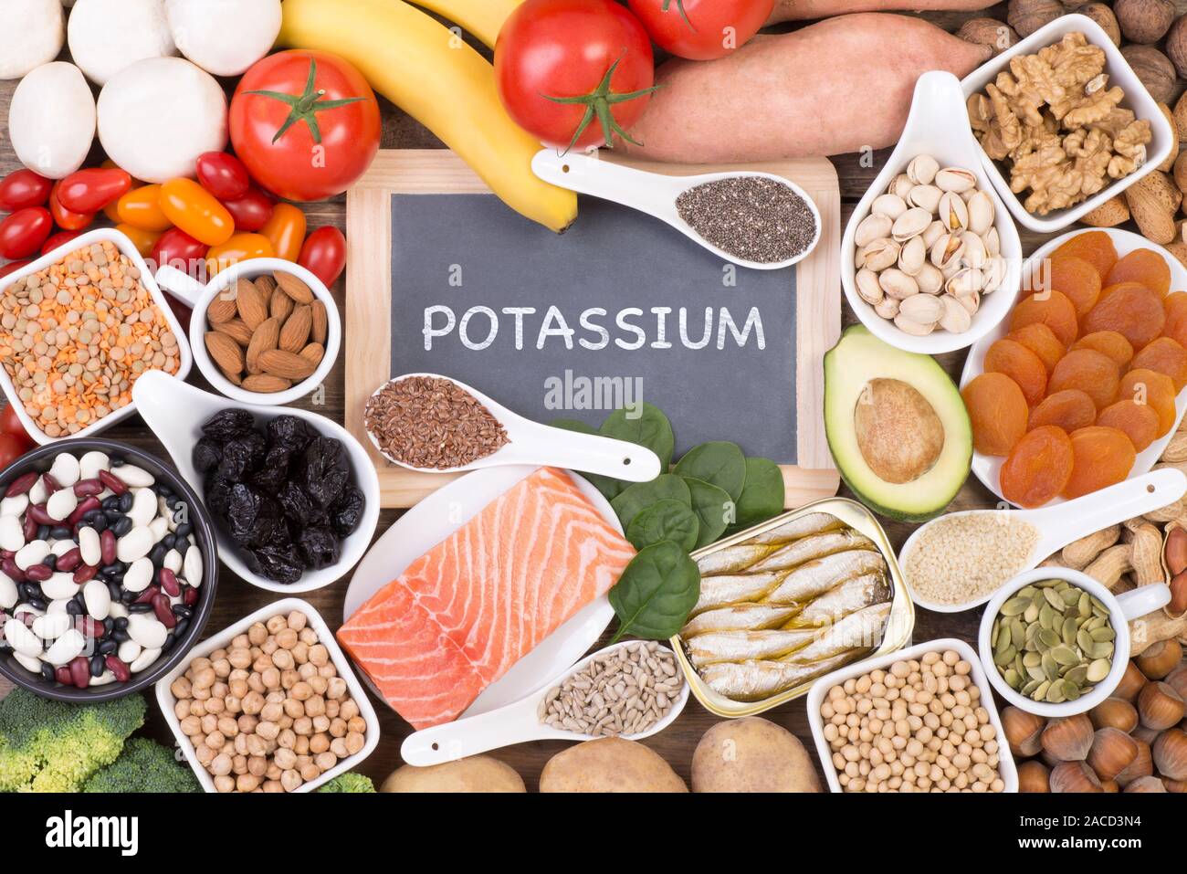 Fonti di cibo di potassio Foto Stock