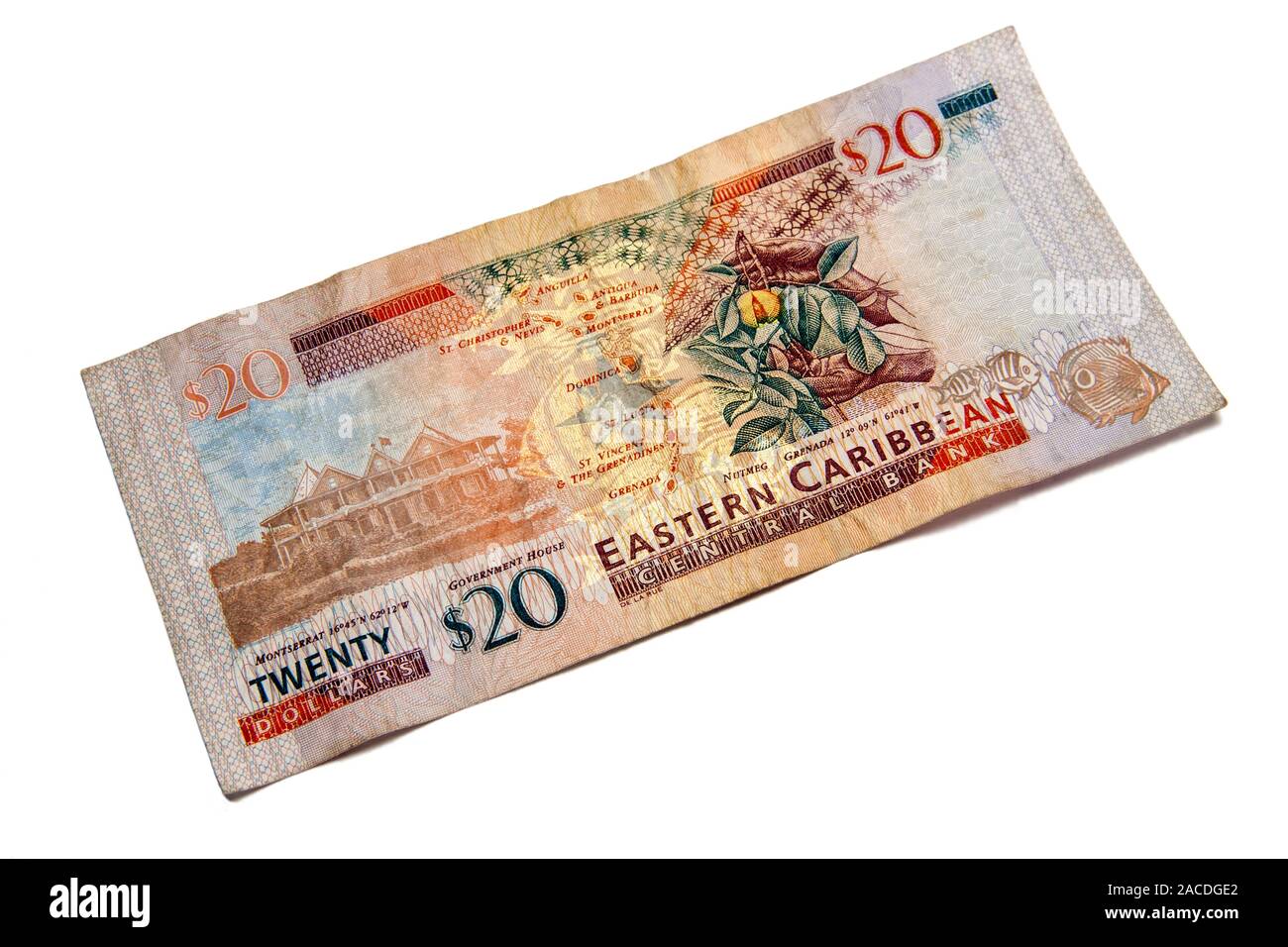Caraibi Orientali venti dollari, banca nota Foto Stock