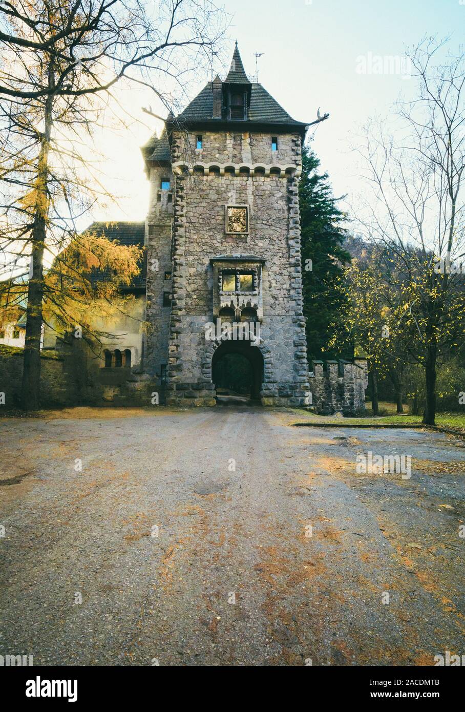 Il celebre castello Grimmenstein nella Bassa Austria Foto Stock