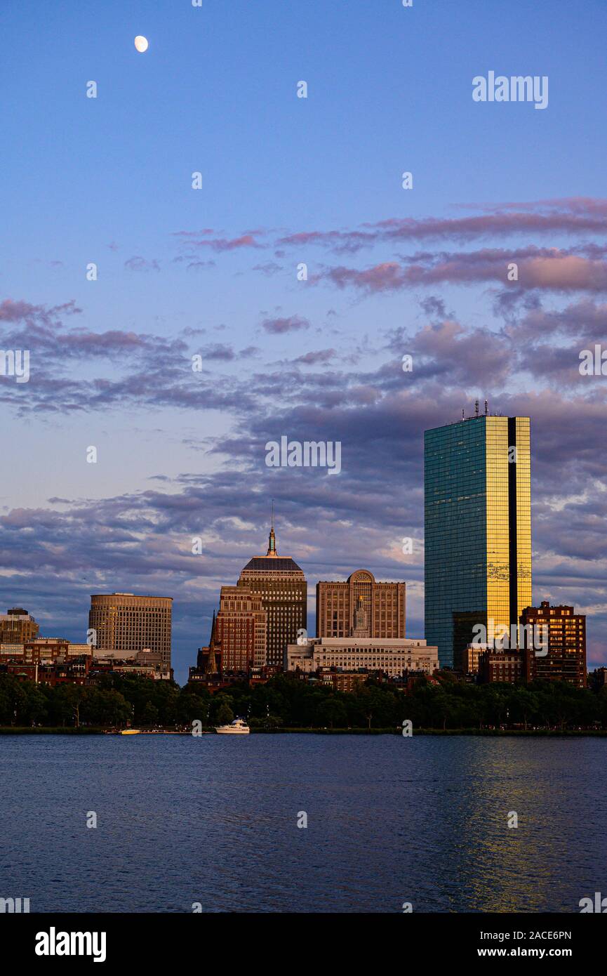 Ore del sorgere di Boston e Charles River , Boston, MA, Stati Uniti d'America Foto Stock