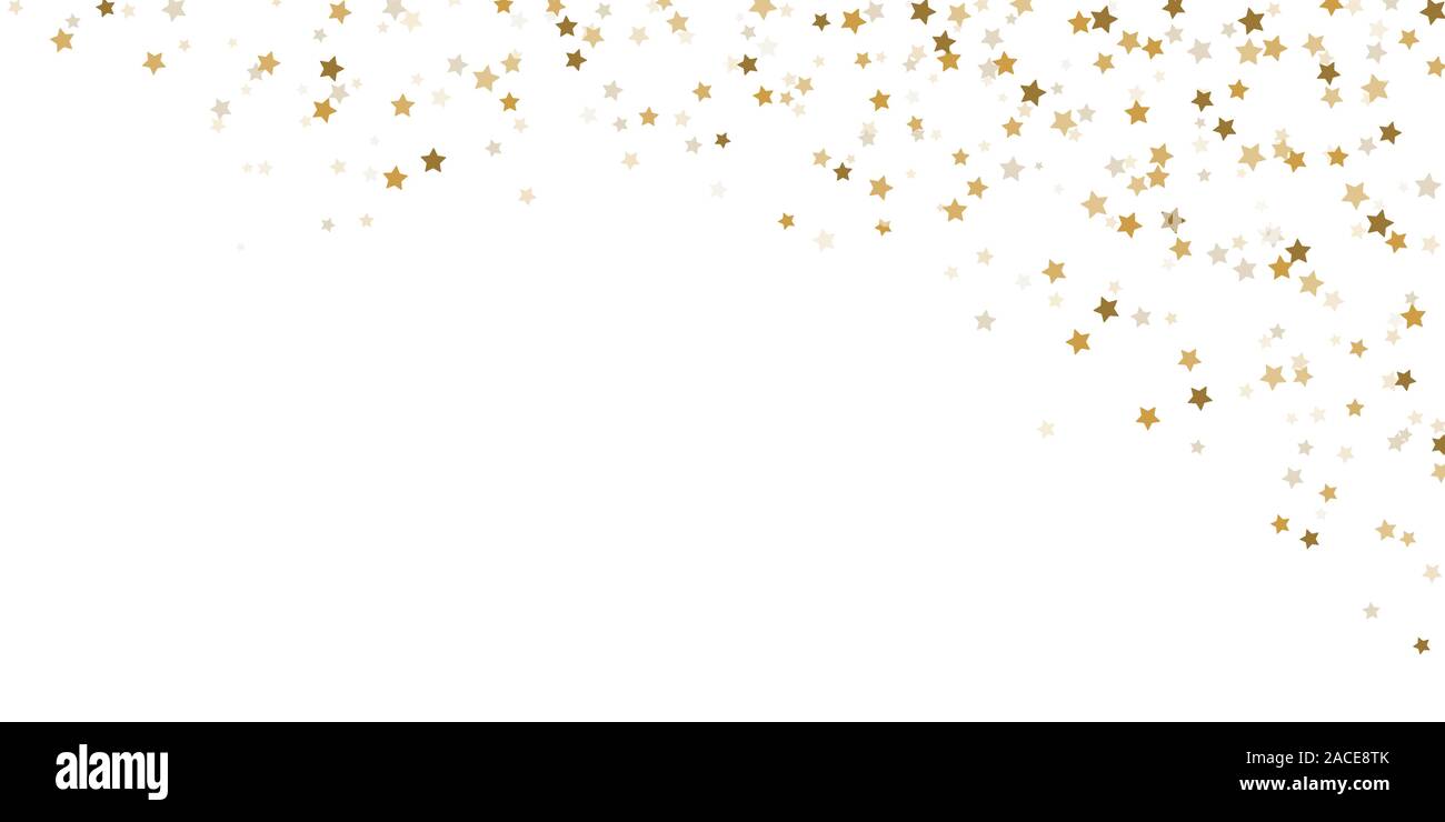 EPS 10 file vettoriale che mostra la caduta di neve coriandoli stelle angolo superiore destro sfondo per il tempo di Natale colori oro per Natale e Anno Nuovo concetti Illustrazione Vettoriale