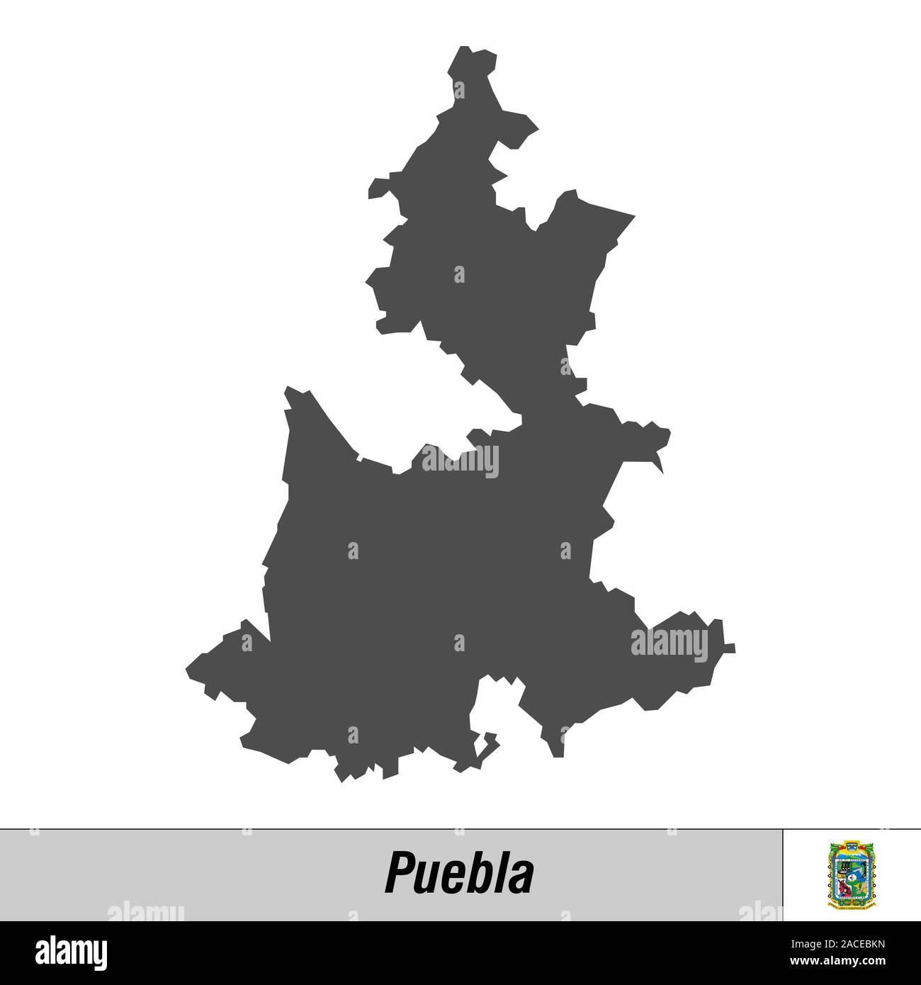 Alta qualità mappa con lo Stato di bandiera del Messico - Puebla Illustrazione Vettoriale