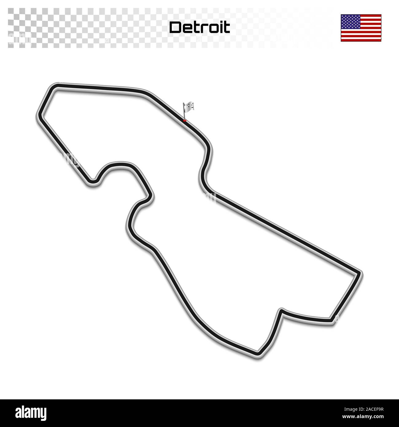 Circuito di Detroit per il Motorsport e Autosport.American grand prix race track. Illustrazione Vettoriale
