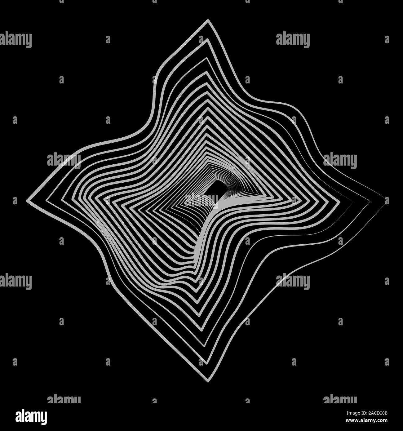 Abstract quadrato geometrico con rotte linee perimetrali per la progettazione concettuale, design piatto. Illustrazione Vettoriale