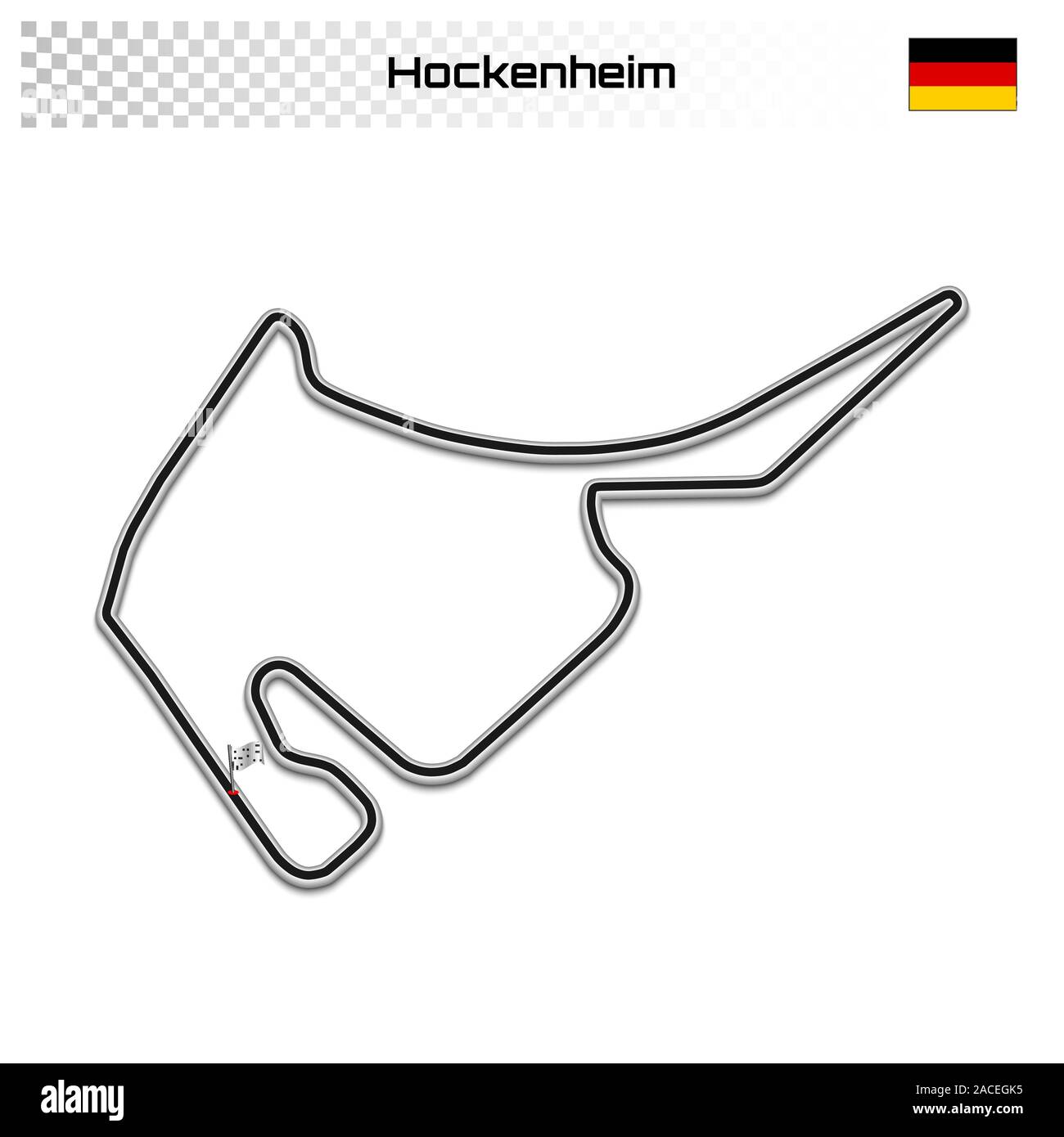 Circuito di Hockenheim per il Motorsport e Autosport. Gran Premio di Germania Race Track. Illustrazione Vettoriale