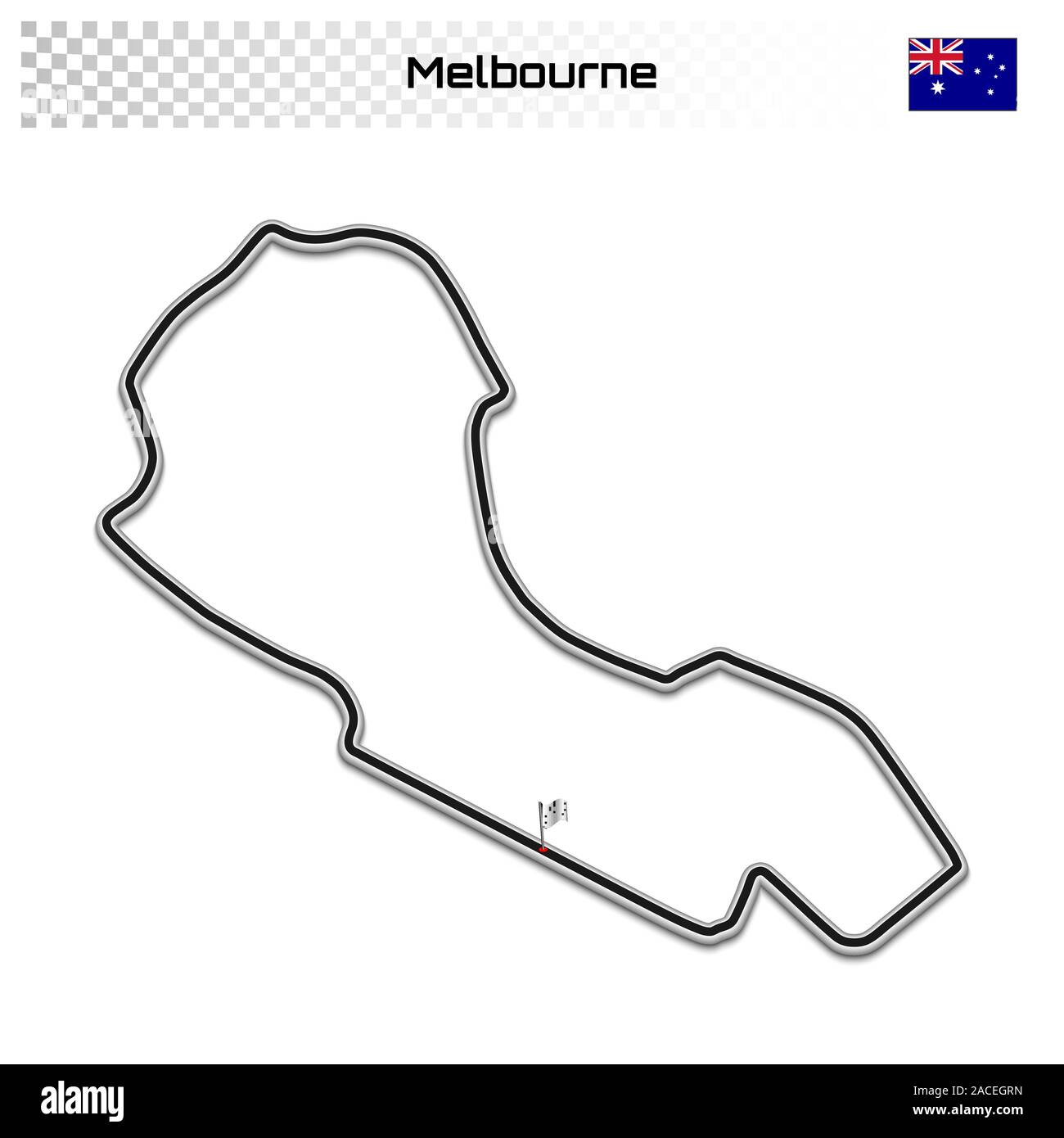 Circuito di Melbourne per il Motorsport e Autosport. Australian Grand Prix Race Track. Illustrazione Vettoriale