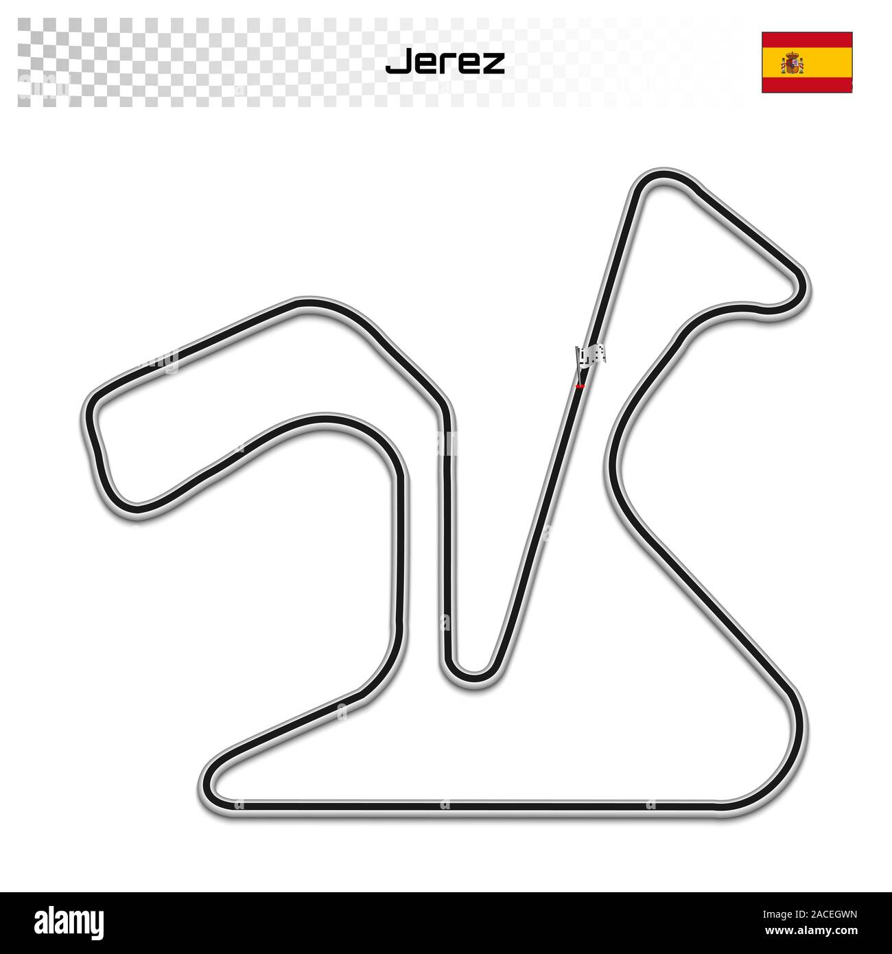 Il circuito di Jerez per il Motorsport e Autosport. Spanish grand prix race track. Illustrazione Vettoriale