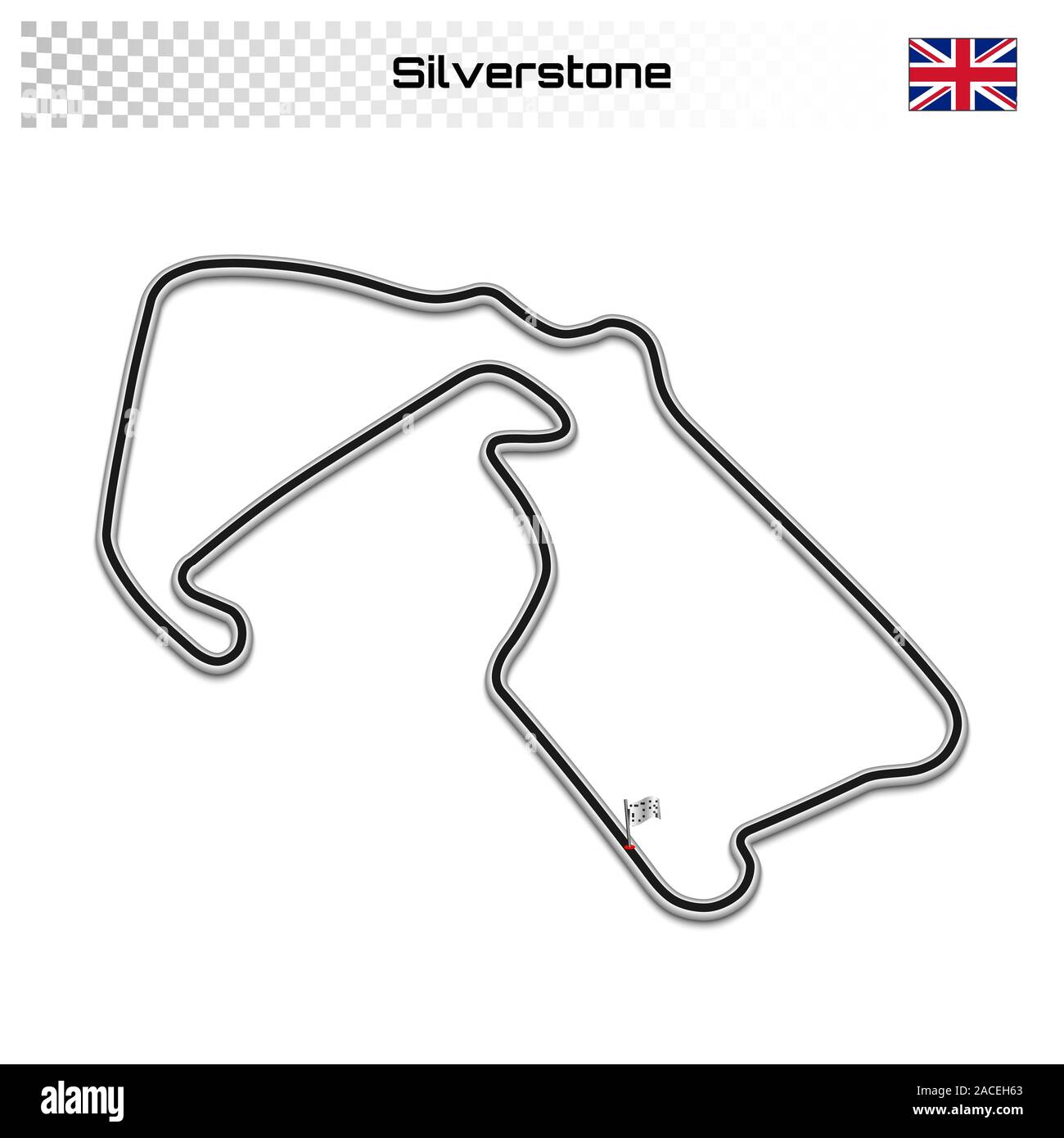 Circuito di Silverstone per il Motorsport e Autosport. British grand prix race track. Illustrazione Vettoriale