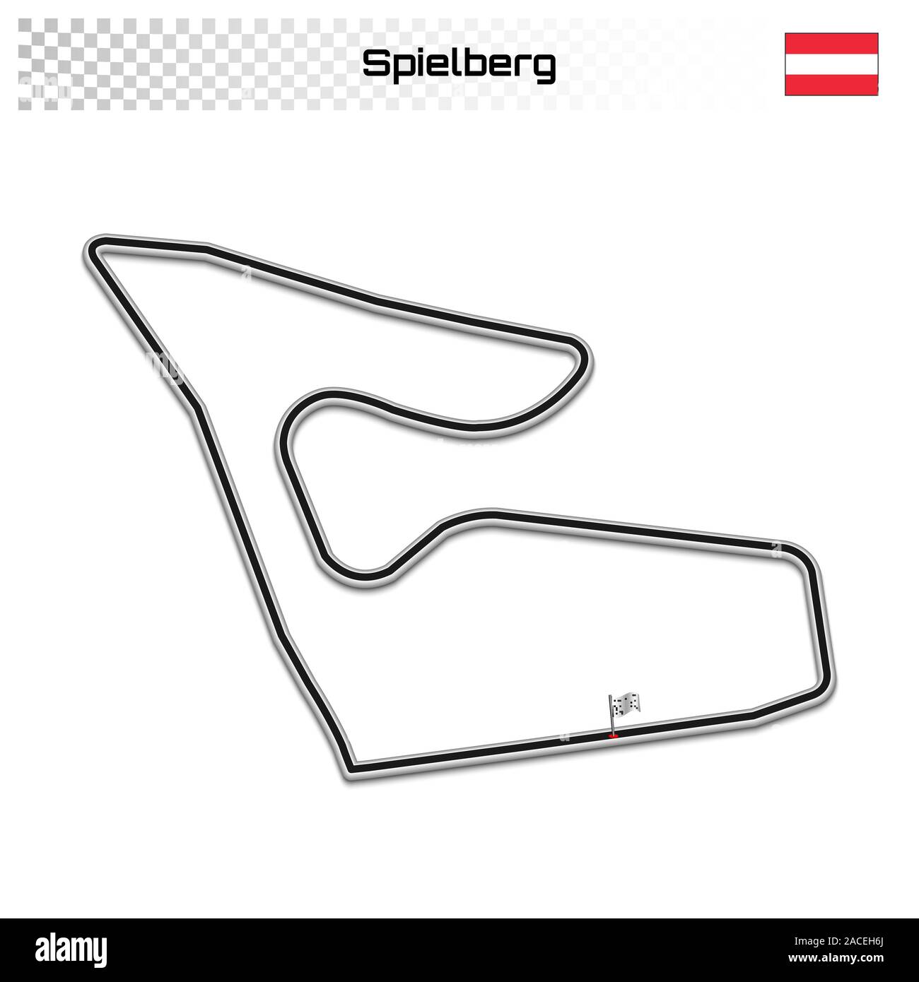 Circuito di Spielberg per il Motorsport e Autosport. Austrian grand prix race track. Illustrazione Vettoriale