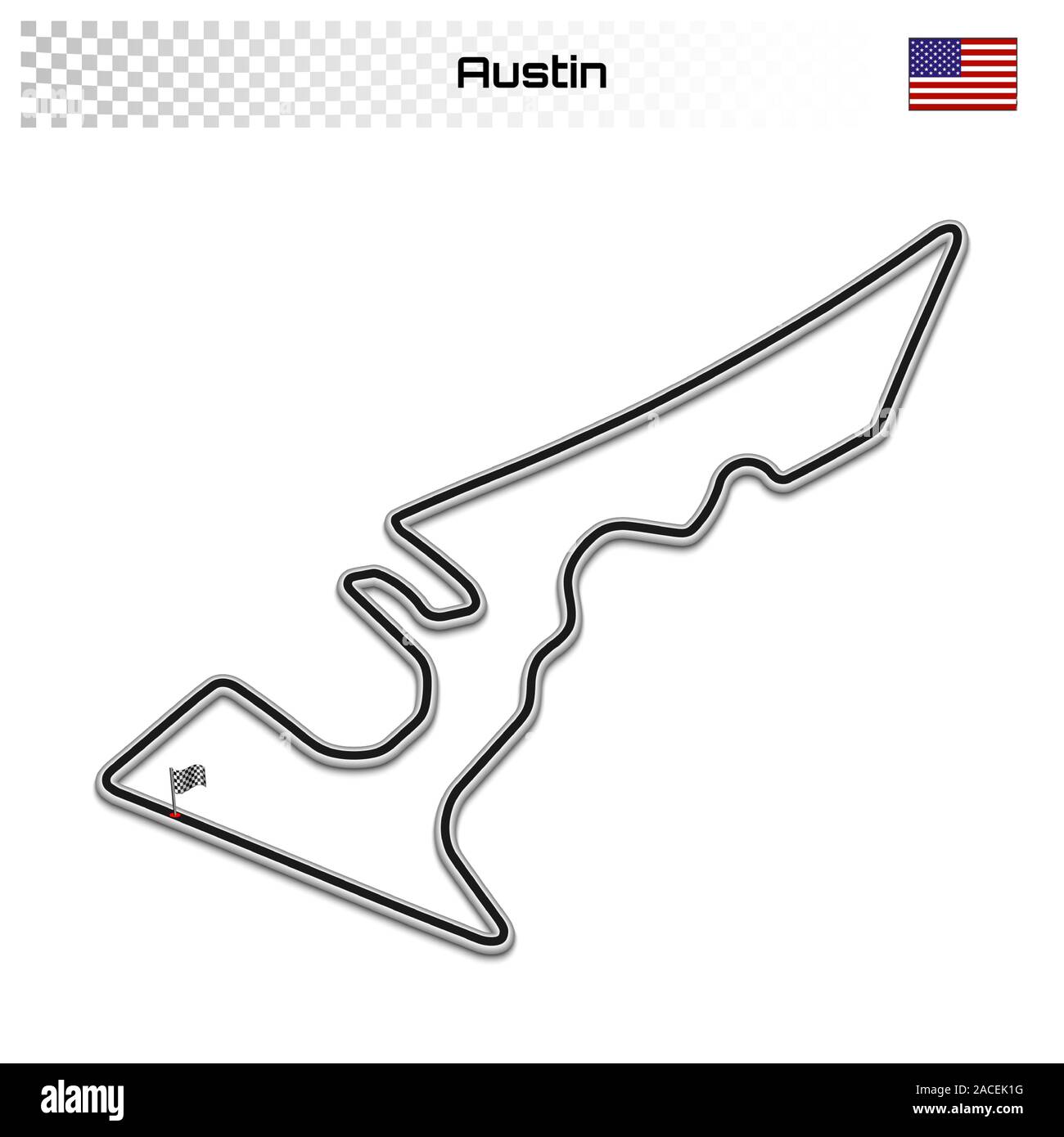 Circuito di Austin per il Motorsport e Autosport. Americas grand prix race track. Illustrazione Vettoriale