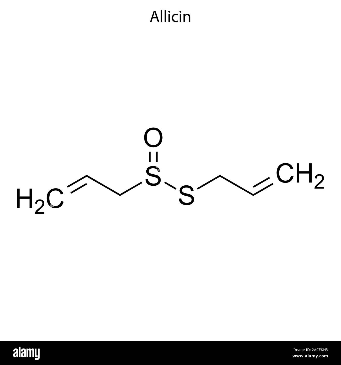 Formula di scheletro di Allicin. Molecola chimica. Illustrazione Vettoriale