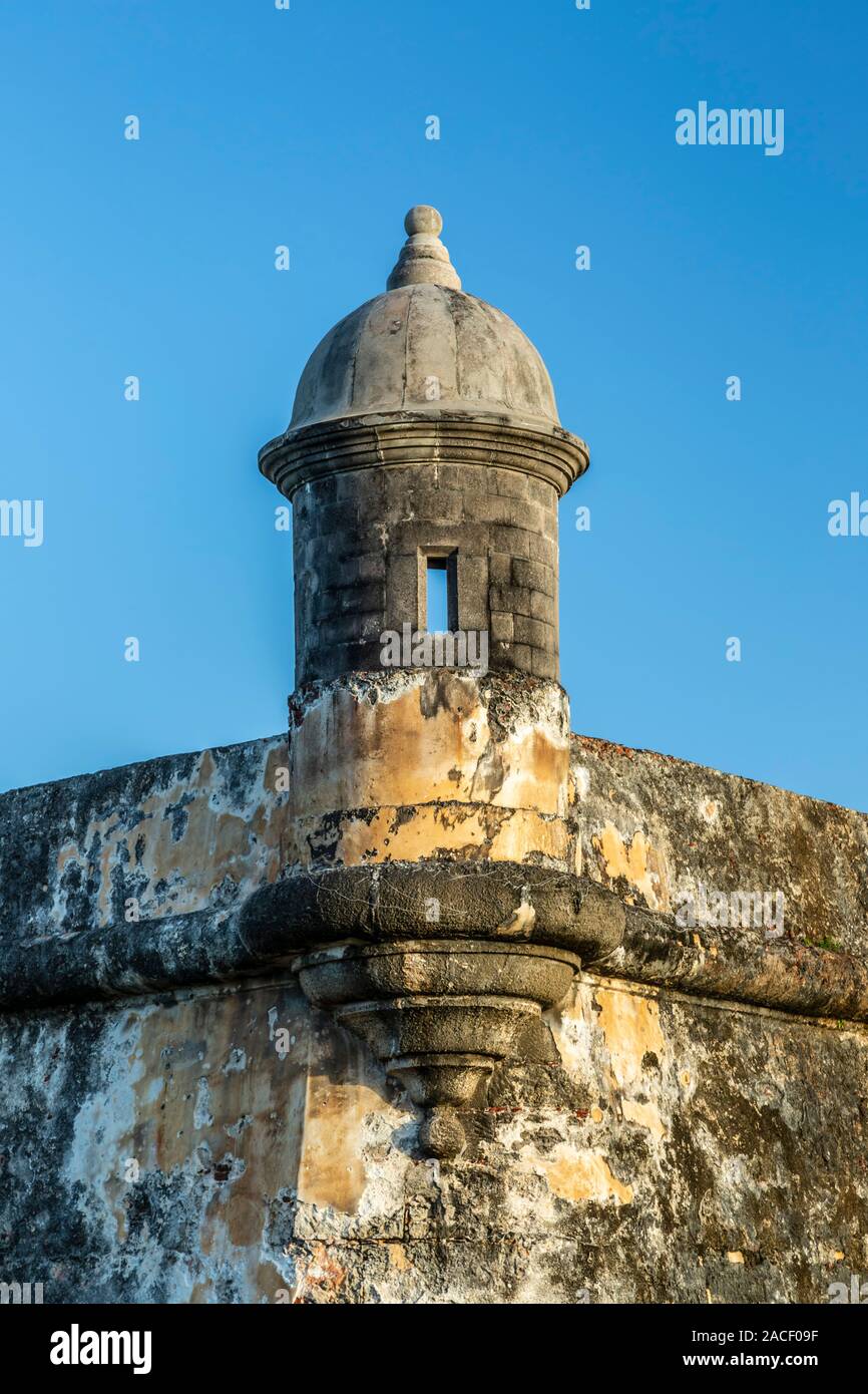 Sentry casa ("garita'), San Felipe del Morro Castle (El Morro) (1540S-1786), il Sito Storico Nazionale di San Juan, la vecchia San Juan, Puerto Rico Foto Stock