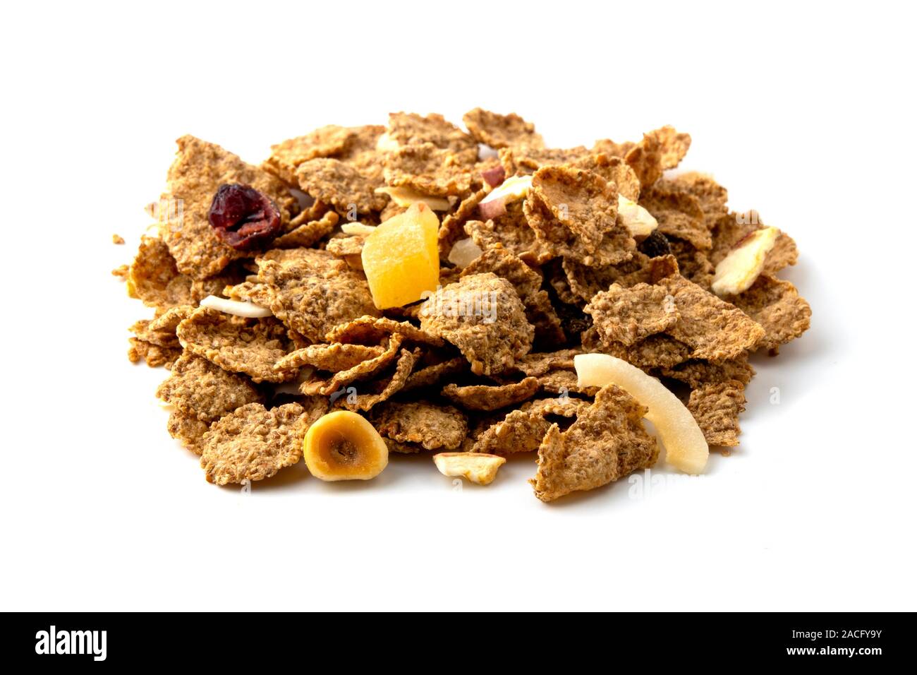 Cereali per la prima colazione su uno sfondo bianco Foto Stock