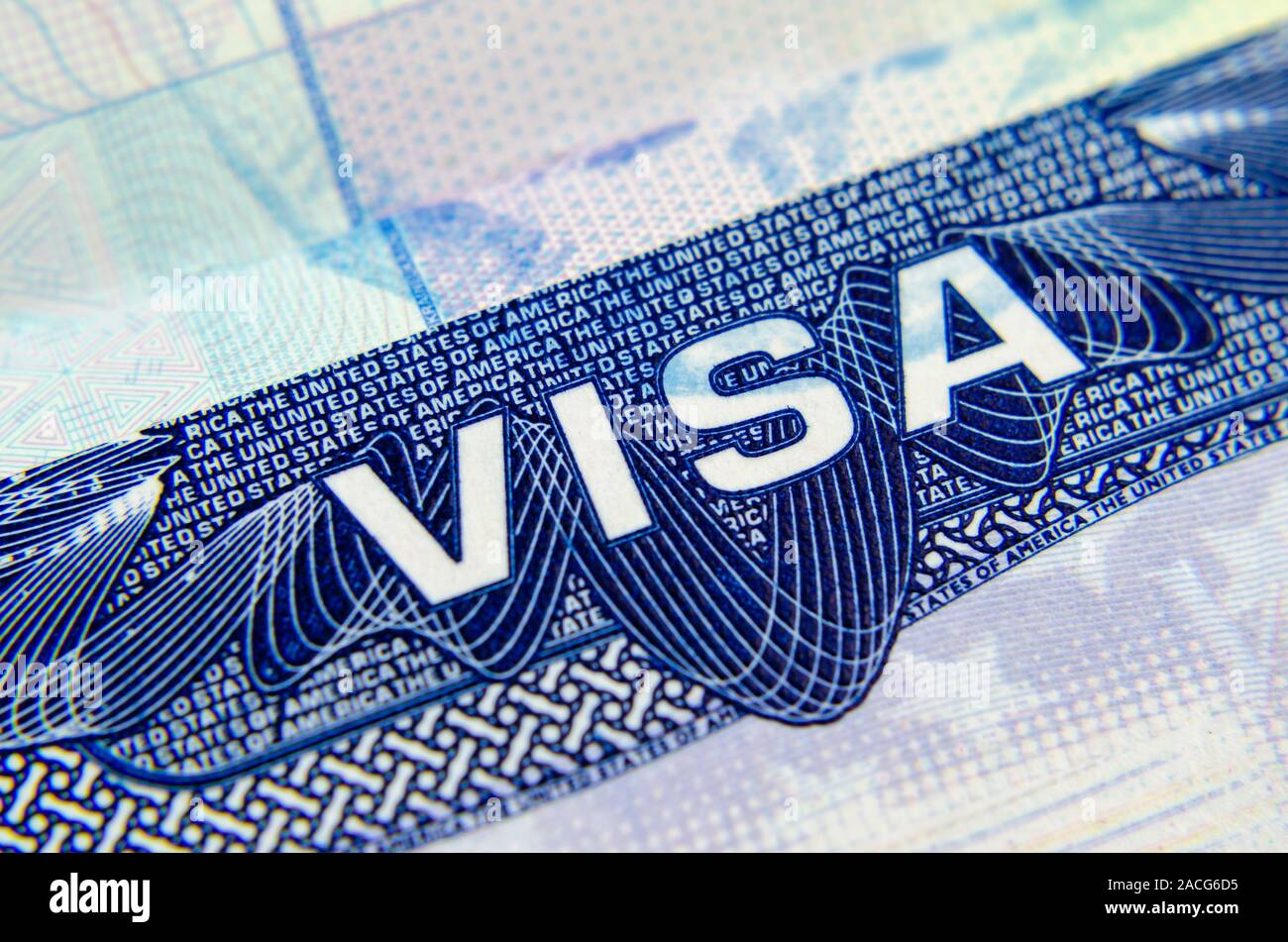 Foto macro di noi vignetta visto in un passaporto. La B1/B2 visa consente di entrare negli Stati Uniti d'America per il business / piacere, turismo. Foto Stock