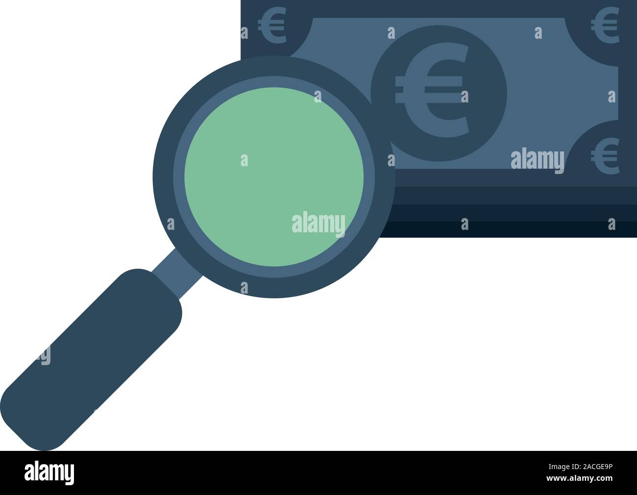 Euro Bills denaro con lente di ingrandimento Illustrazione Vettoriale