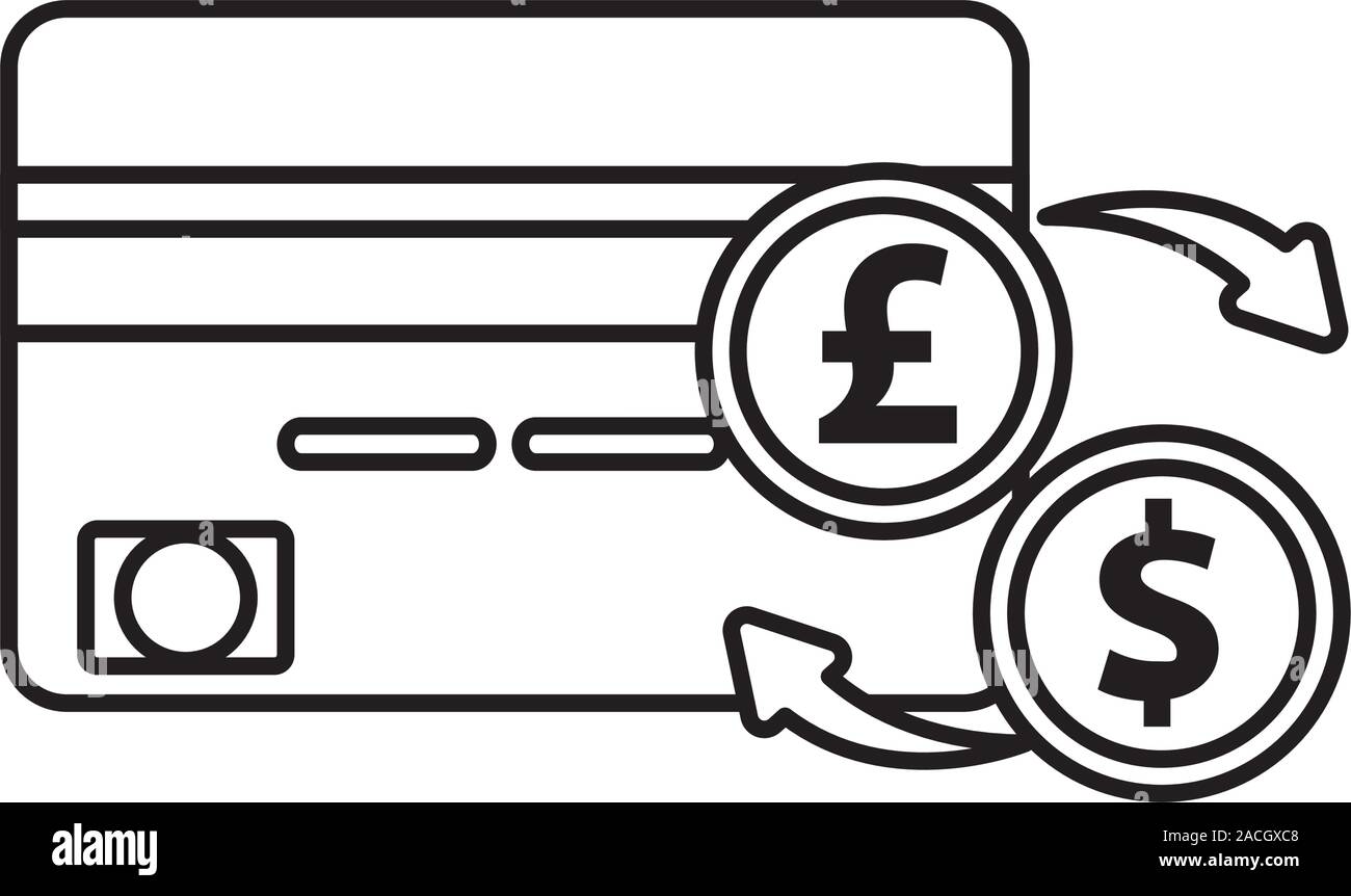 Carta di credito con cancelletto e monete del dollaro Illustrazione Vettoriale