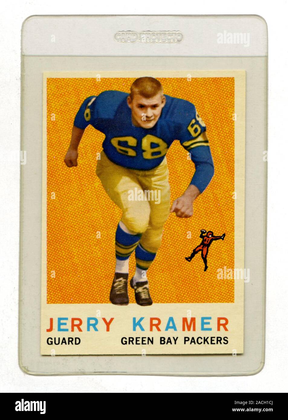 Classica carta da calcio raffigurante Jerry Kramer una guardia con i Green Bay Packers emessi da Topps nel 1959 Foto Stock
