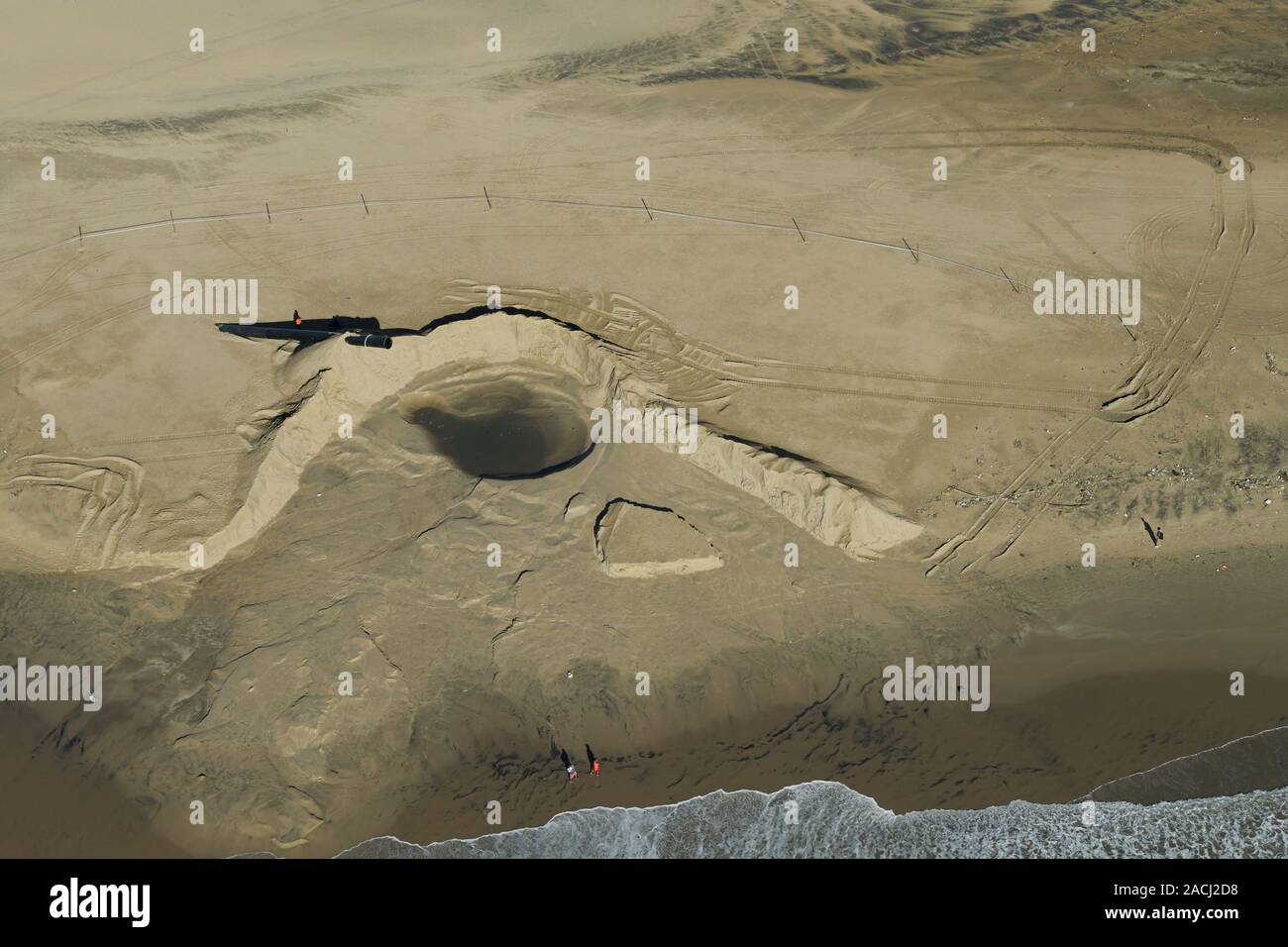 Durban, KwaZulu-Natal, Sud Africa, paesaggio, il cratere formato da impasto di sabbia per invertire la spiaggia di erosione costiera, la gestione da parte di ingegneria della città Foto Stock