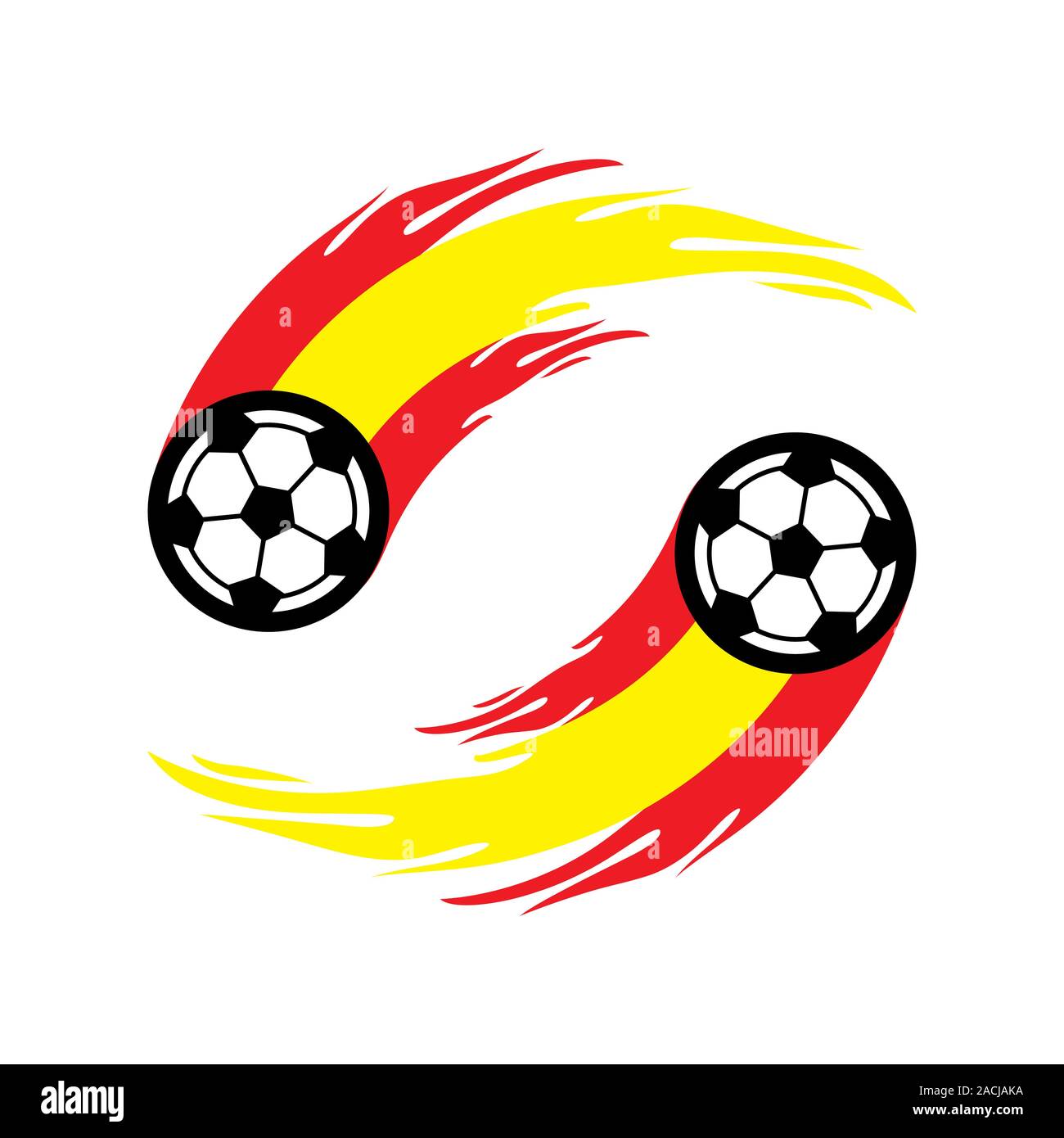 Il calcio o il calcio con coda di fuoco in Spagna bandiera. Illustrazione Vettoriale