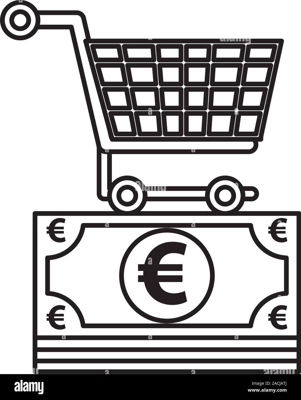 Euro Bills denaro con carrello Illustrazione Vettoriale