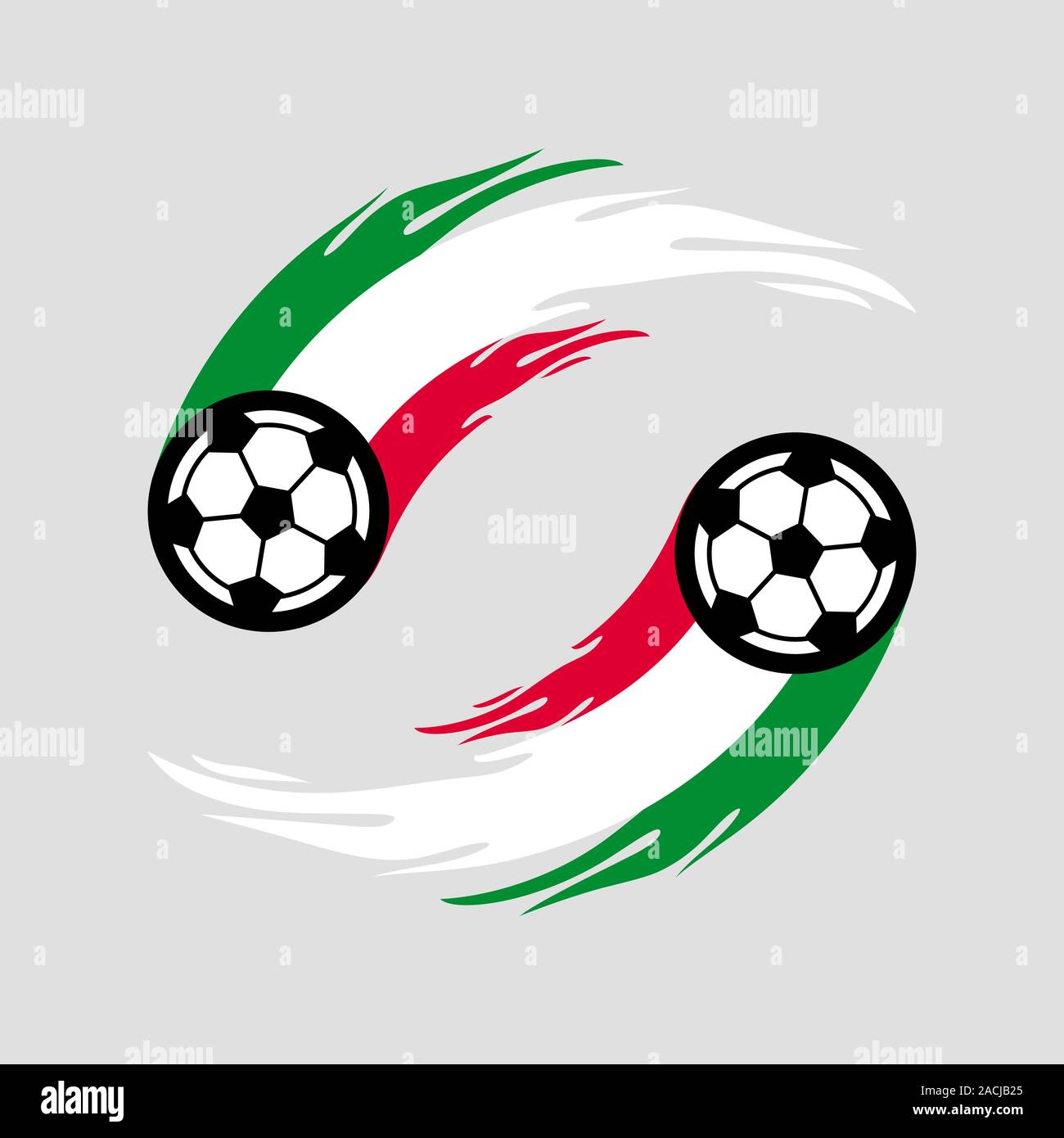 Il calcio o il calcio con fuoco in coda bandiera dell'Italia. Illustrazione Vettoriale